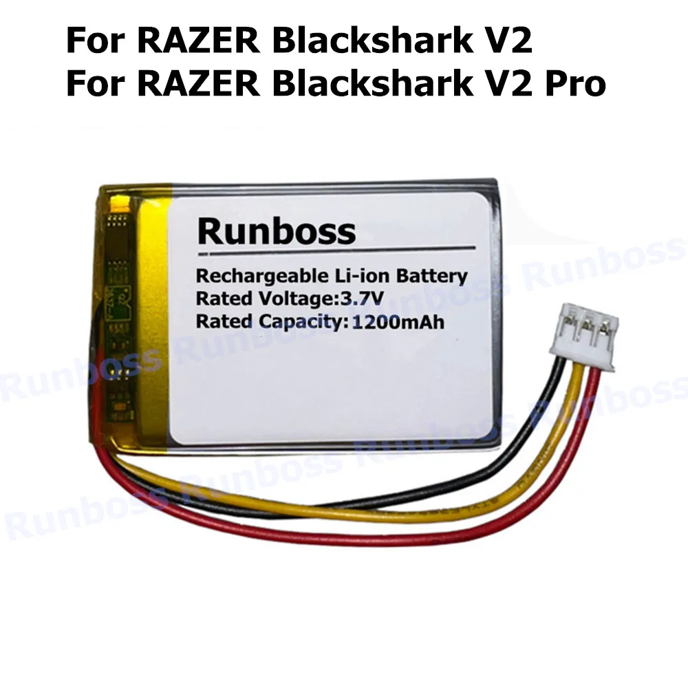 3.7V 1200mAh Wireless Headset Battery For RAZER Blackshark V2 / V2 Pro Replacement Batteries