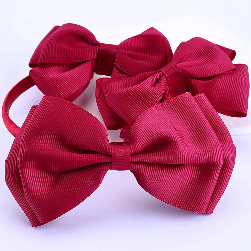 3pcs Red Bows Headband and Hair Clips Set for Girls Bow Grosgrain Ribbon Hair Accessories Headwear Hair Accessories for Girls