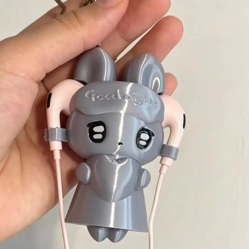 Earphone Storage Organizer Lovely 3D Rabbit Print Shockproof Small Pouch for Data Cables Earbuds Outdoor Use
