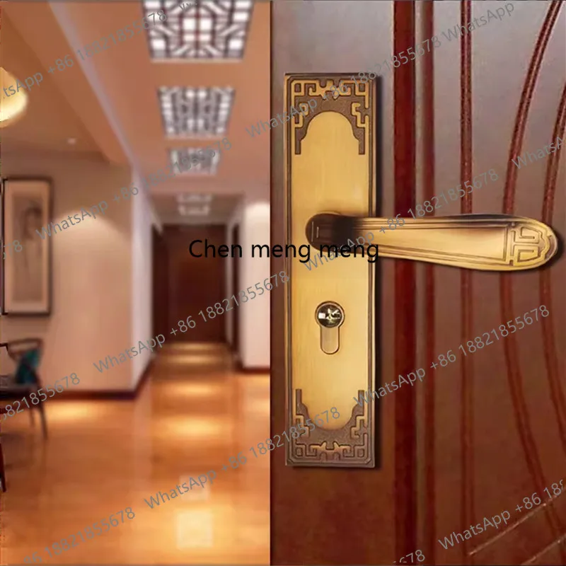 New Chinese-style Bedroom Door Locks Antique Zinc Alloy Security Door Lock Indoor Silent Handle Lock Home Door Hardware with Key