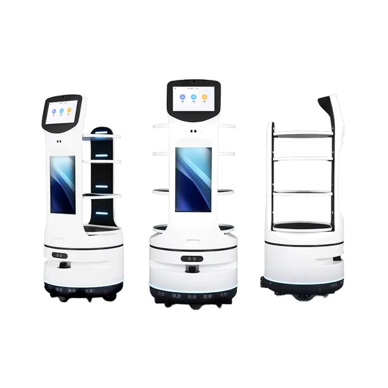 Customized New Four-Layer Automatic Commercial Delivery Robots for Food Service With Advertising Screen
