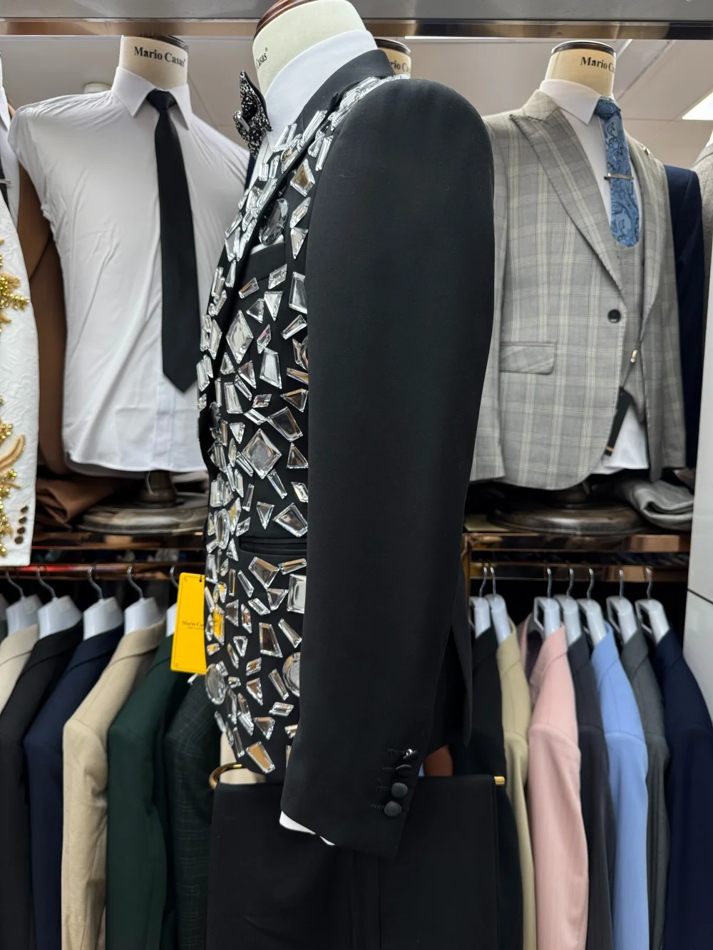 Handsome Crystal Men Suit Set 3PCS 2025 Classic Peak Lapel Men Suit For Best Man Formal Single Breasted Suit Trajes For Hombr