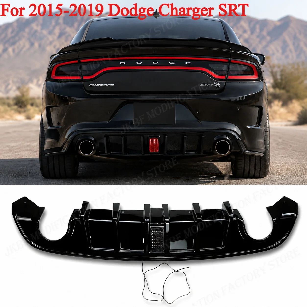Rear Spoiler Diffuser For 2015-2019 Dodge Charger SRT Posterior Lip Enveloping Modified Body kits Accessories Lower Bumper Guard