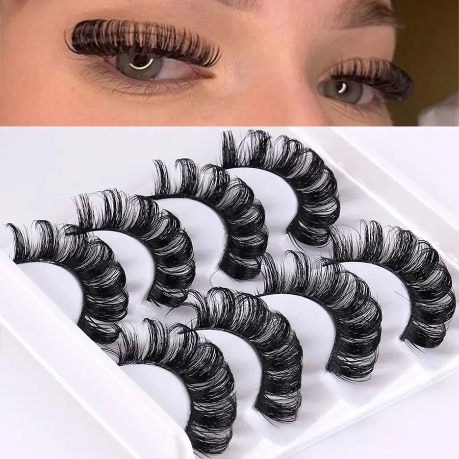 4 pary puszystych, trójwymiarowych, sztucznych, ręcznie robionych rzęs DD z efektem kręcenia, w stylu rosyjskim, z naturalnym wyglądem.