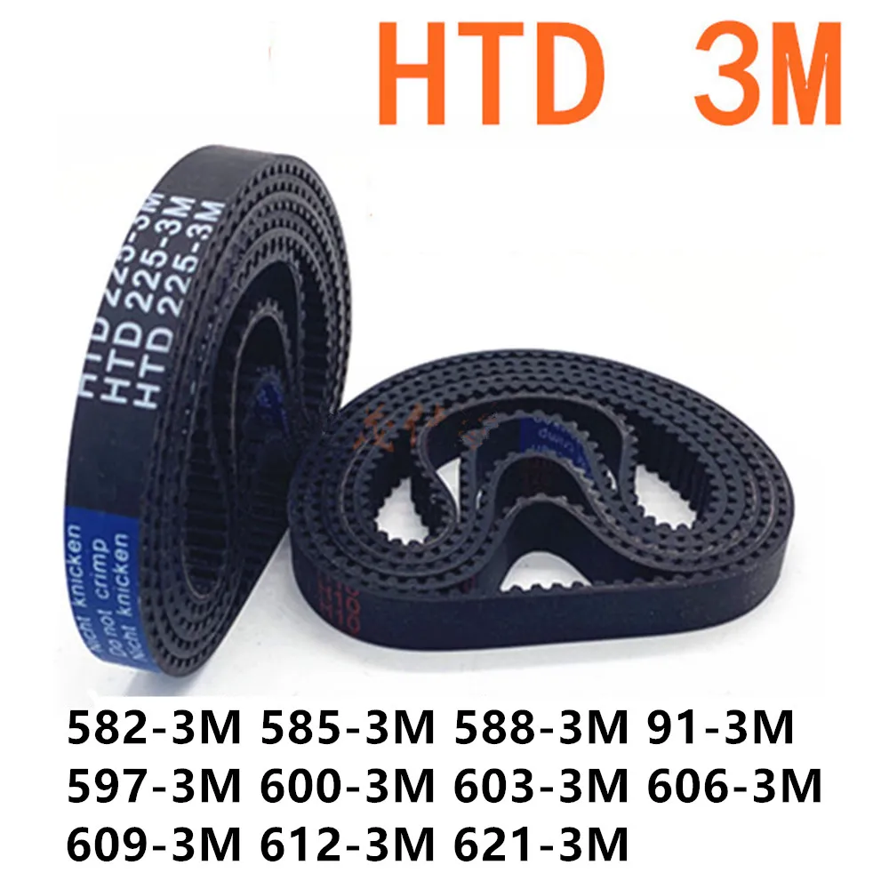 HTD3M Timing Belt 6mm Width Closed-loop Synchronous Rubber HTD 3M Belts 582 585 588 591 597 600 603 606 609 612 621mm Length