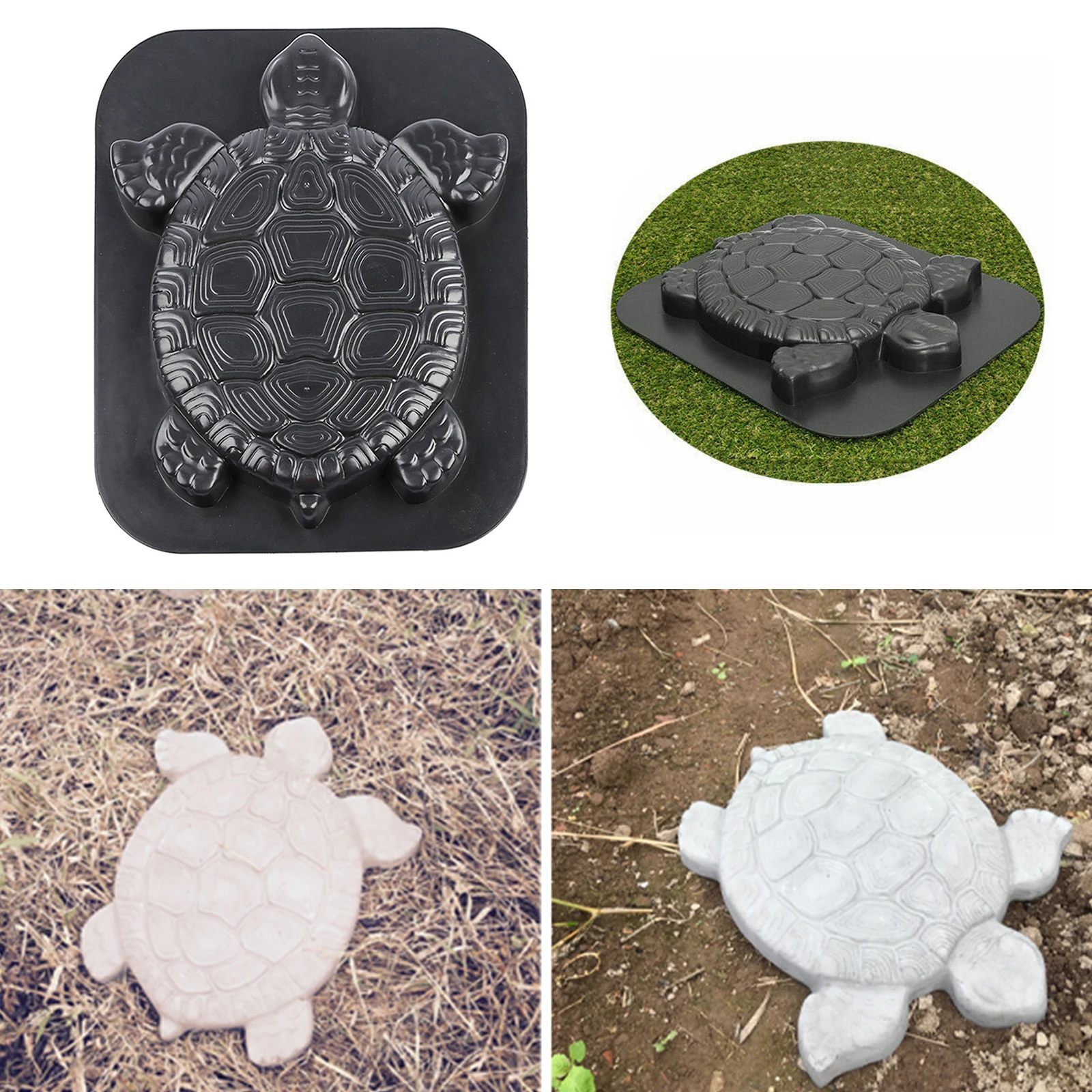 Turtle Mold Stepping Wall Stone Brick ABS Concrete Pavement Concrete Cement Mould DIY Walk Maker Garden Decoration Black