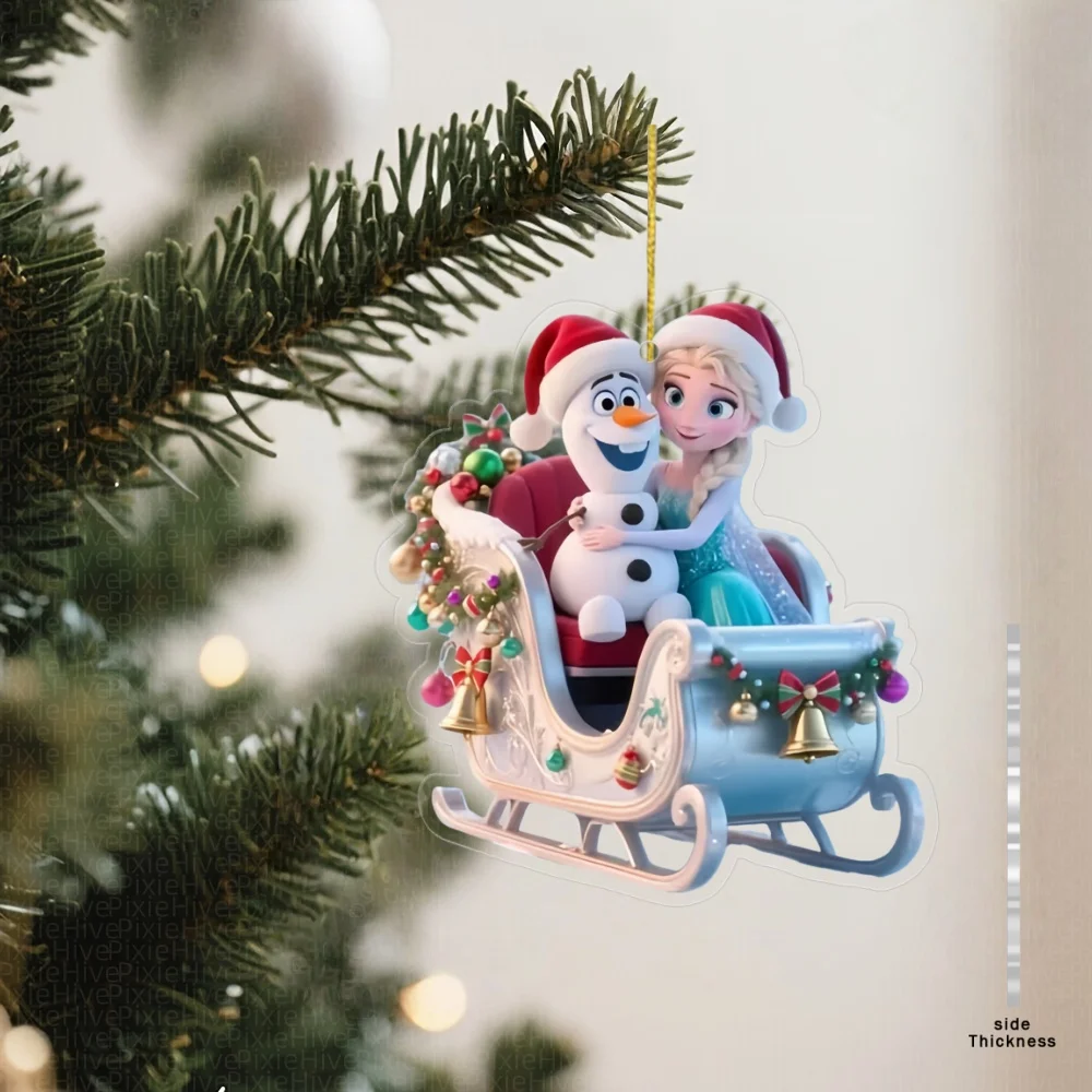 1/6 قطعة ديزني فروزن إلسا أنيمي الشكل شجرة عيد الميلاد الديكور المفاتيح الاكريليك عيد الميلاد الدعائم زينة هدايا عيد الميلاد