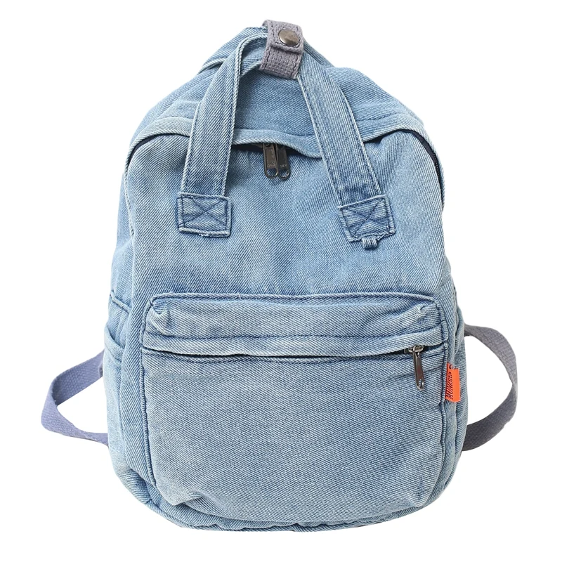 Small Denim Backpacks For Women Cute Little Portable Backpack 100% Cotton School Bags For Teenage Girls Fashion Casual Packages