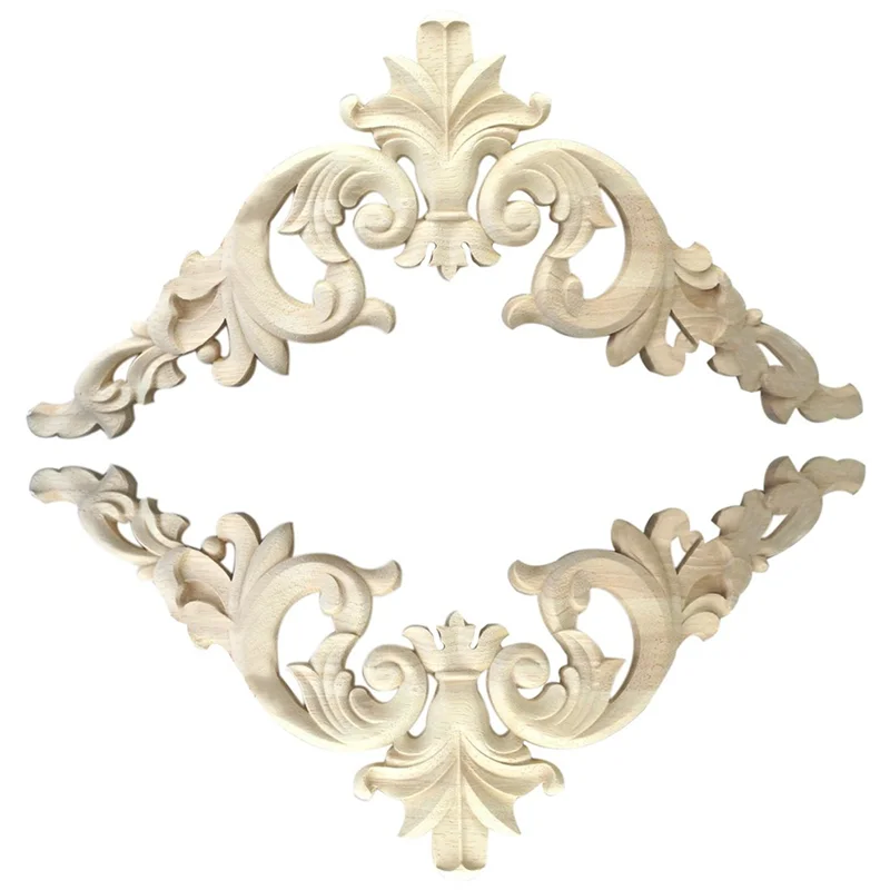 

【Promotion】3Pcs 15 X 15Cm Rubber Wood Carved Corner Onlay Applique Exquisite Unpainted