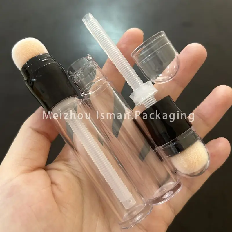 50Pcs 8ML Black Makeup Concealer Twist Pen Container Tube Refillable Eraser Contouring Stick Packaging Tubes With Sponge