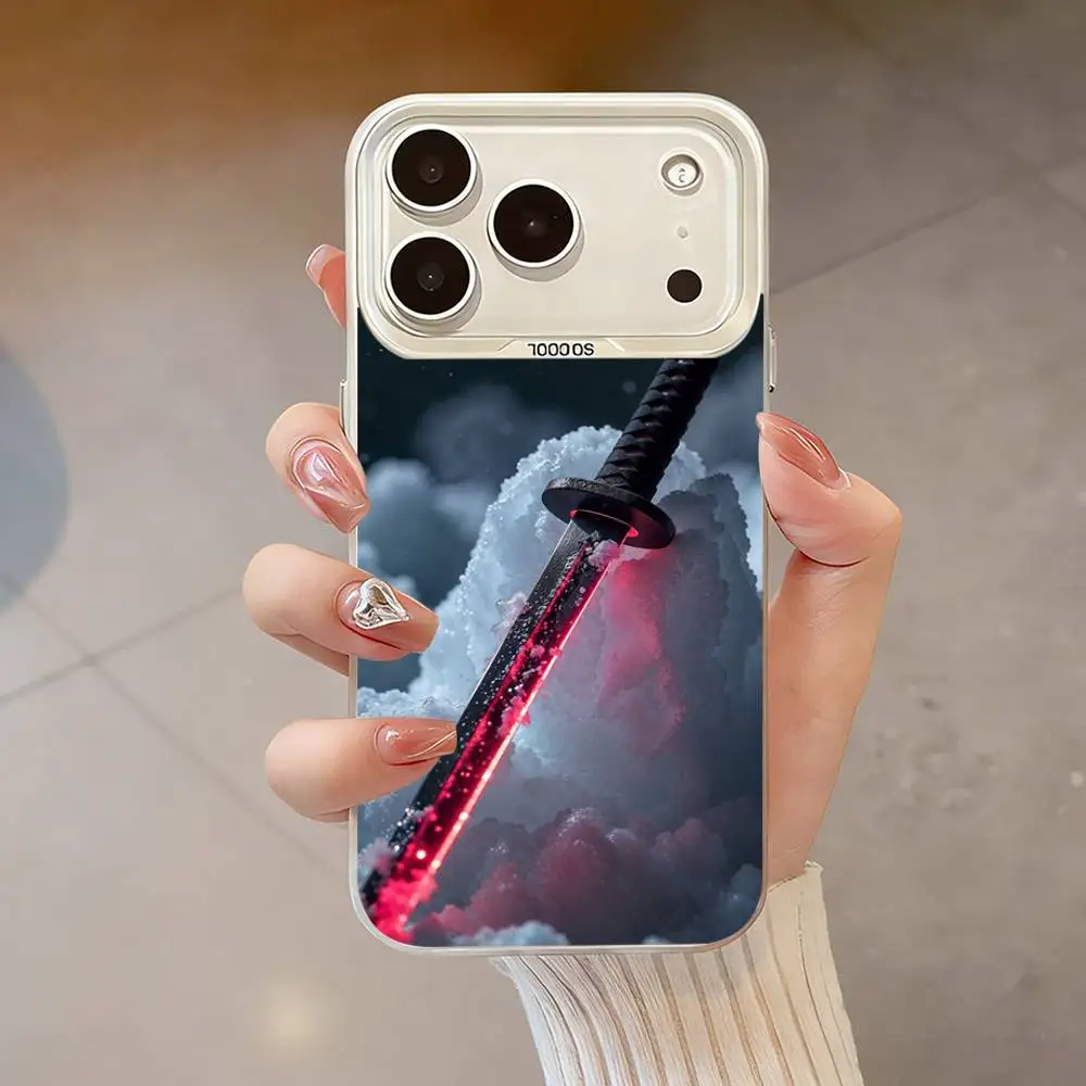 Cool Samurai Sword Phone Case para iPhone 17,16,13,12,X,11,15,14,Pro,Max,Plus,SE4,Air,Mini blanco IMD HD mate