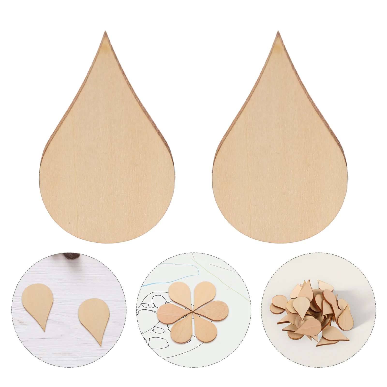 

50pcs Wood Slice Ornaments Unfinished Teardrop Pendants Natural Wooden Earring Blanks For Diy Crafts Christmas Tree Decoration
