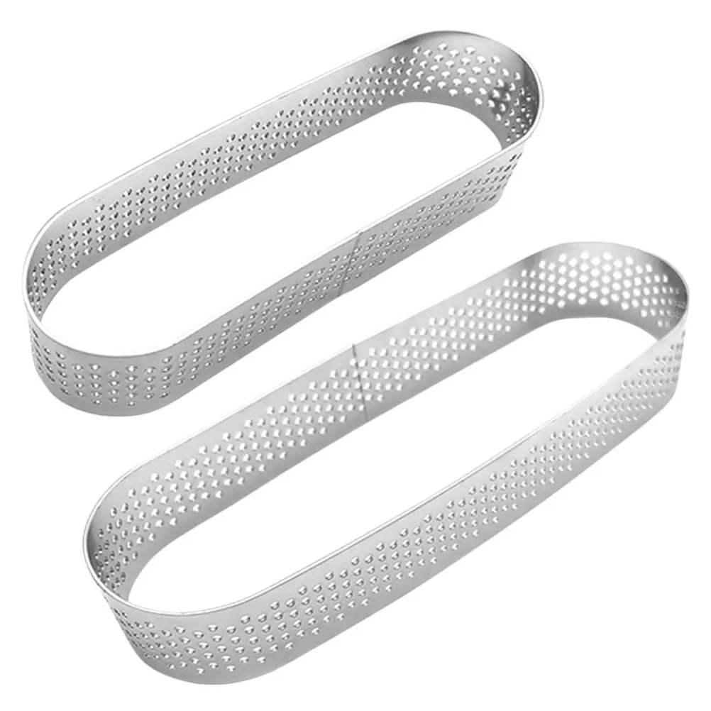 

2Pcs Cake Baking Mold Oval Tart Ring Silver Stainless Steel Reusable Nonstick Mousse Pastry Tool Home Supplies
