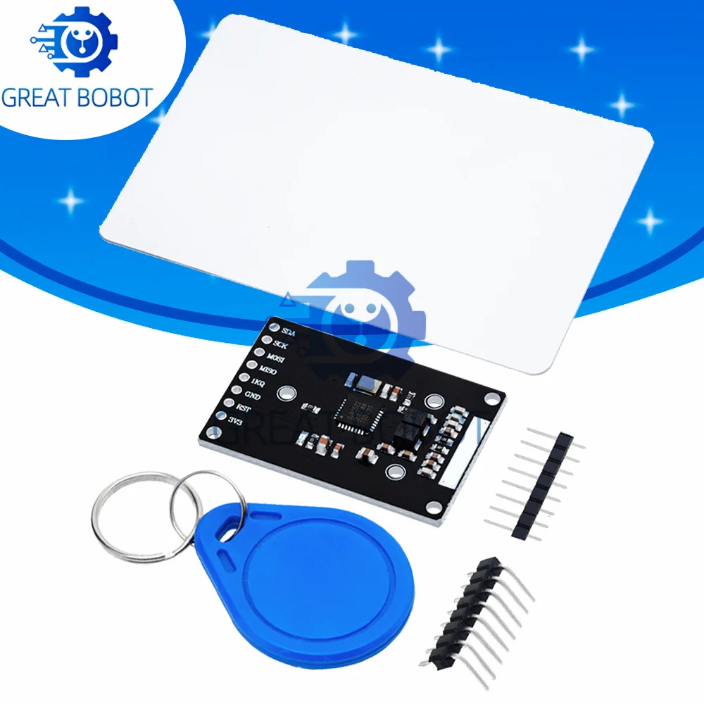 BS RC522 Mini RFID Module Kit: 13.56MHz (S50), 6cm Read/Write Distance with Tags – SPI for Arduino Uno/2560