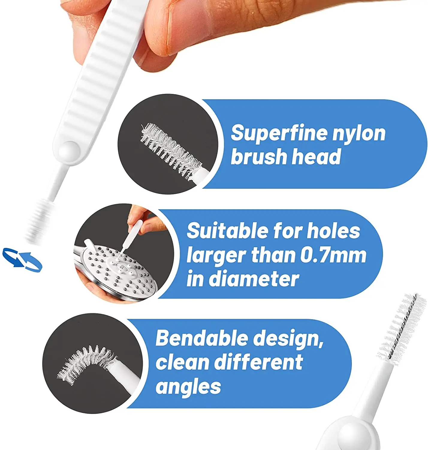 1/20Pcs Mini Cleaning Brush Mobile Phone Hole Cleaner Multifunctional Anti-Clogging Hole Cleaner for Shower Nozzle Phone Port