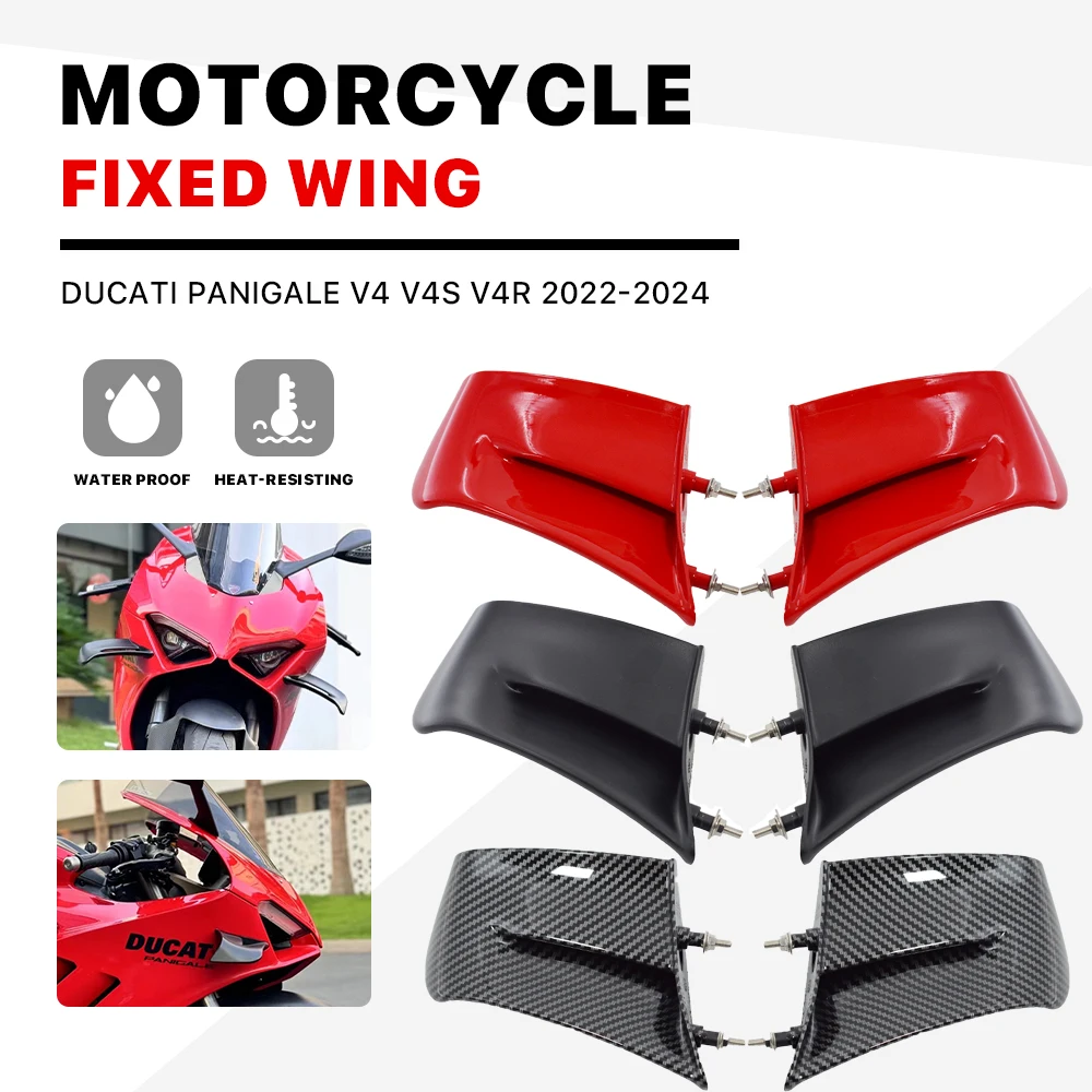 New Red Motorcycle Accessories Winglets Fit For Ducati Panigale V4 V4S V4R 2022 2023 Side Panels Fairing Fixed Wing
