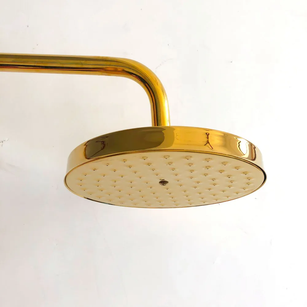 Polished Golden Brass Round Rainfall Shower Head ,G1/2