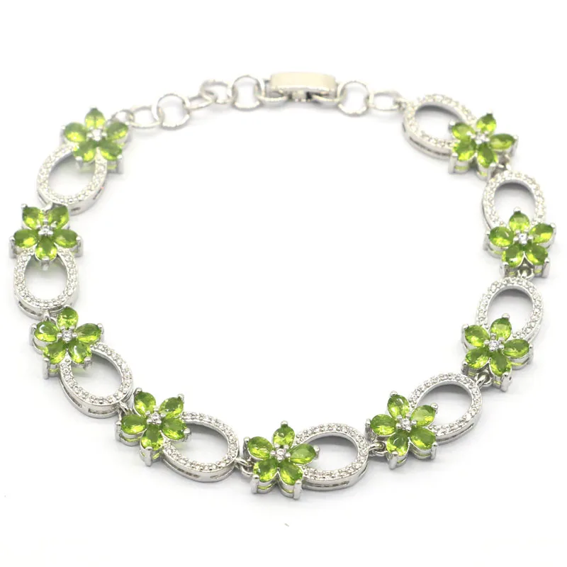 

5x3 мм разноцветный малиновый родолит синий фиолетовый танзанит гранат зеленый перидот CZ серебряный браслет 7,5-8,5 дюймов