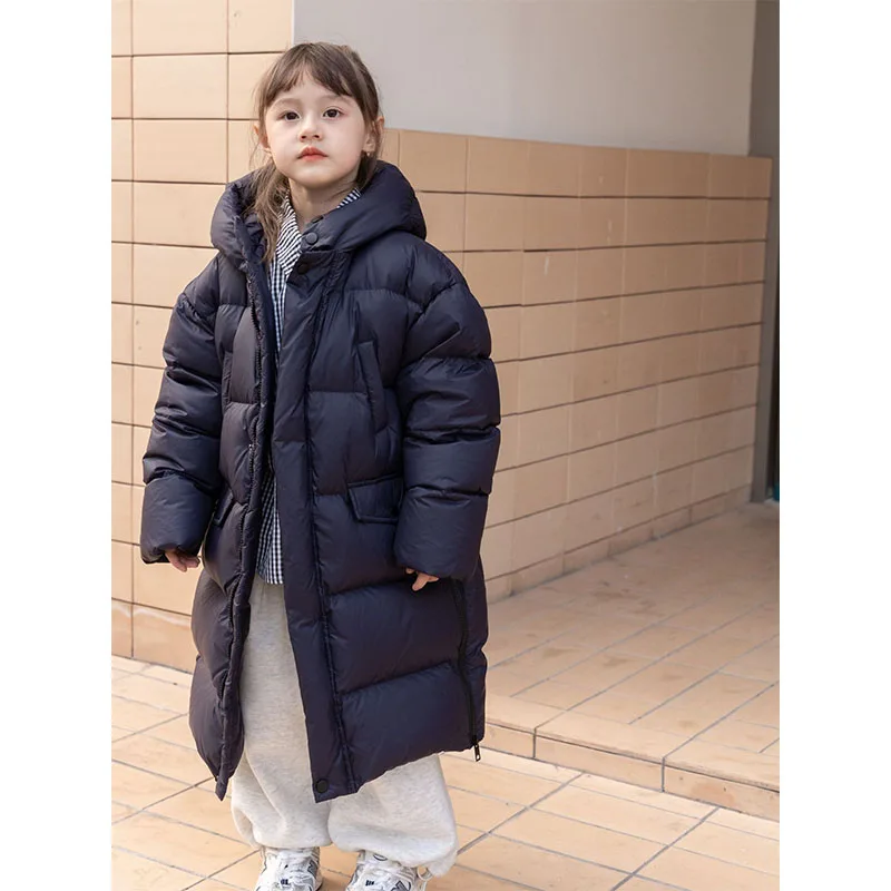 Children Clothing Teens Hood Jackets Thicken Warm Winter Snow Suit Fashion Navy Down Coat