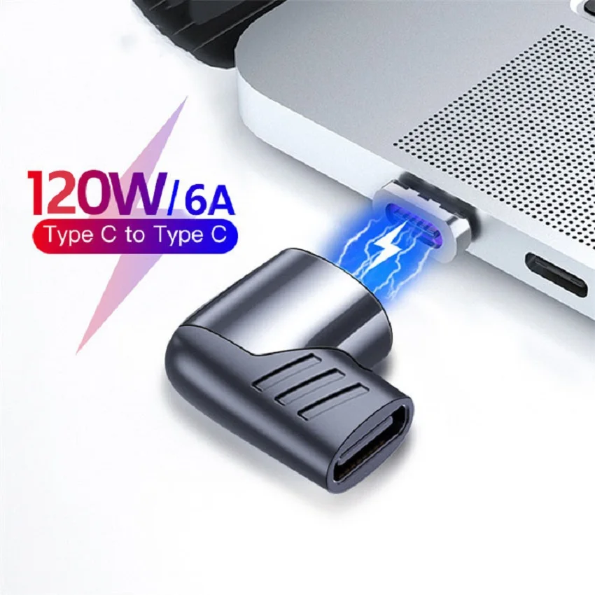 Elbow 120W USB Type C  Magnetic Adapter  90 Degree Fast Charging  Magnetic Converter For Macbook iPad Pro Switch Samsung
