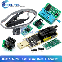 CH341A Programmer adapter+SOIC8 adapter+ SOP8 clip with cable+1.8V adapter CH341A EEPROM Flash BIOS USB programmer ZIF adapter