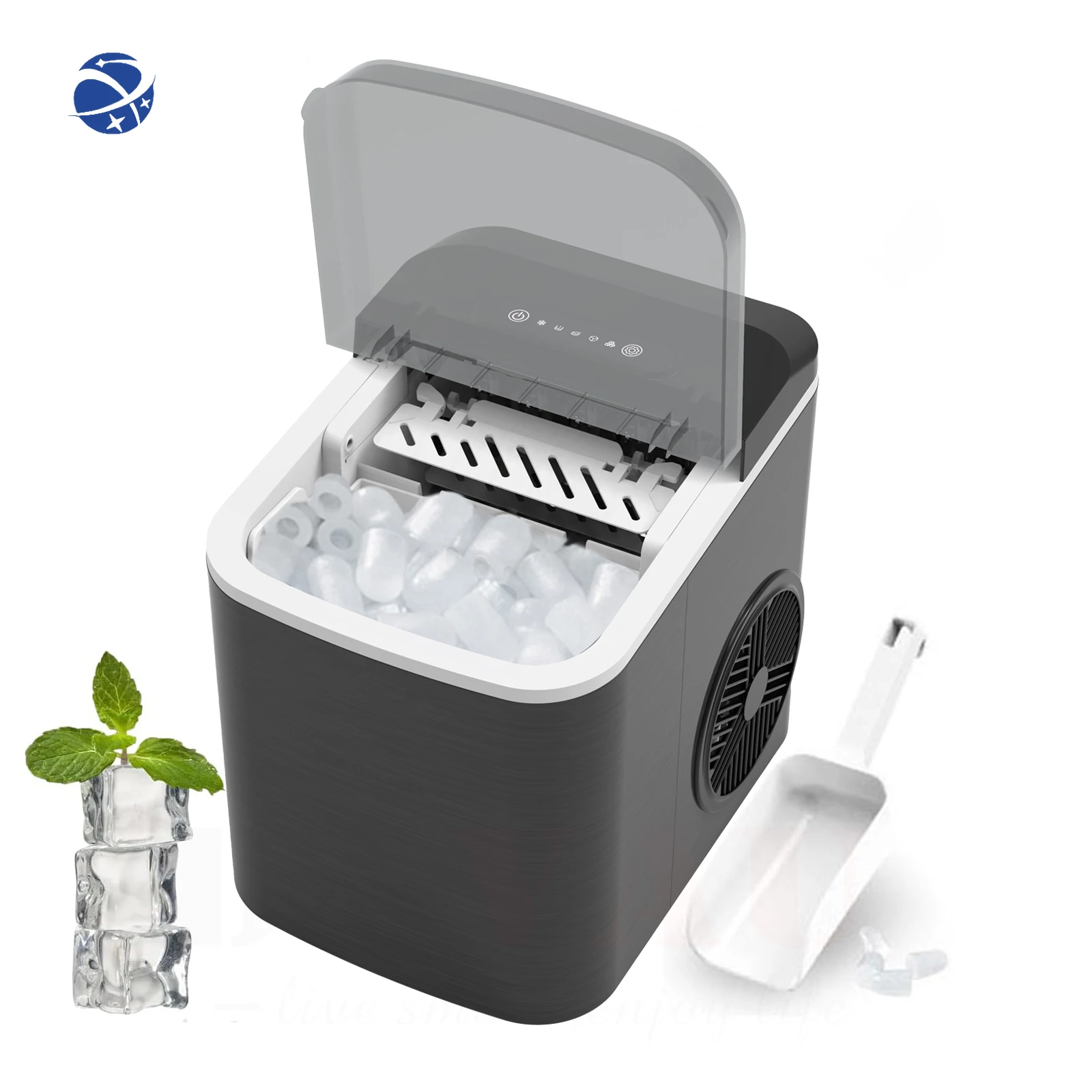 

YYHC Wholesale Quality 9 Ice Cubes 2 Ice Sizes Mini Counter Top Portable Ice Maker Machine For Home Party Office Bar Dorm