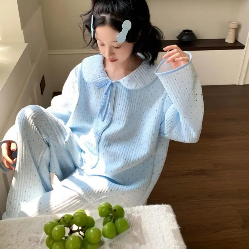 Sweet Temperament Small Fragrance Women's Sleepwear Women's Autumn and Winter Long Sleeved Home Clothes New Girl Gentle Set