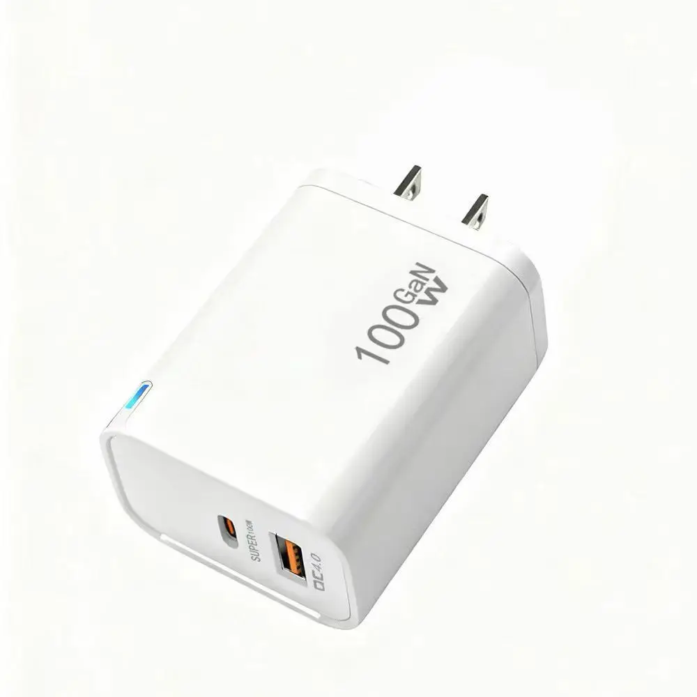 Cargador GaN USB-C + USB-A de 100 W para MacBook Air, Samsung Galaxy, iPad Pro, Teléfono 17/16/15 y Más, Banco de Energía, Carga Rápida