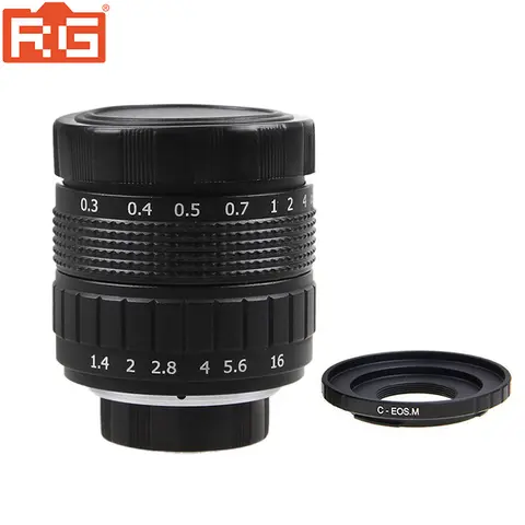 Fujian 50mm F1.4 CCTV TV Camera Lens + C- Macro Adapter Ring For Canon EOS.M C-EOS.M M2 M3 M5 M6 M10 C-EOS.M