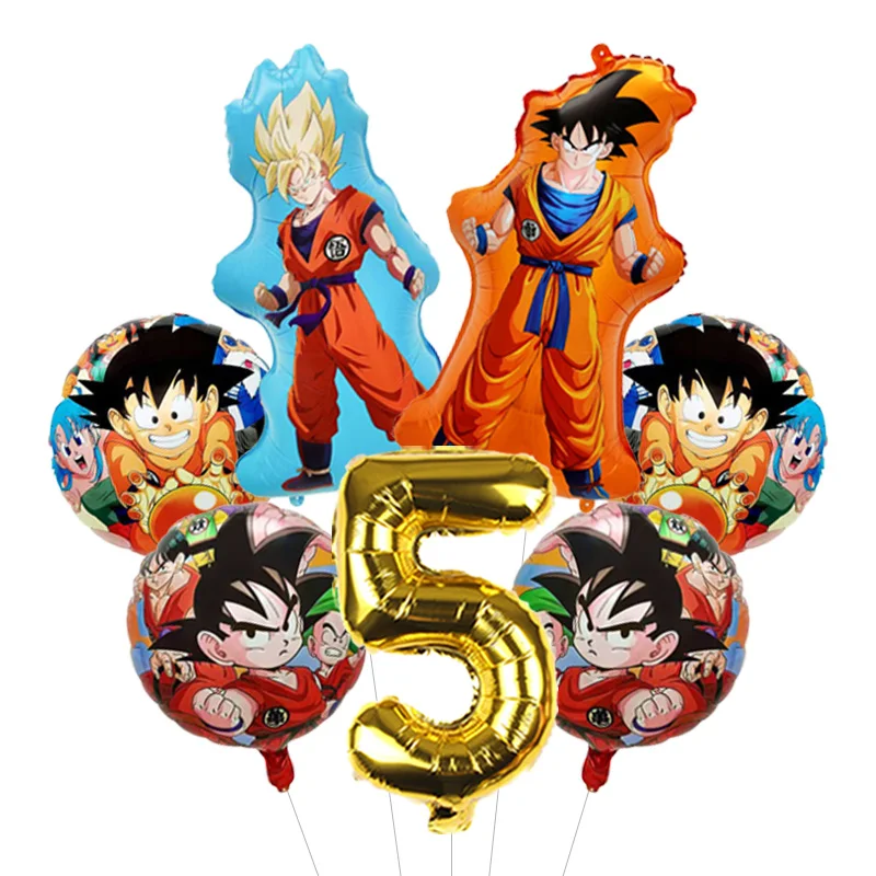 Pastel Tone Dragon Ball Z Inspired Balloon Bouquet Four Star Foil Mylar Softened for Modern Kids Birthday Setup view 6
