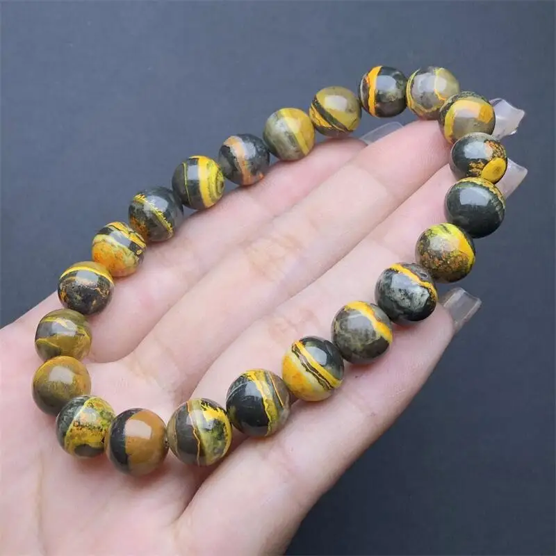 10MM Natural Bumblebee Quartz Bracelet Women Trendy Reiki Healing Elastic Yoga Energy Wristband Jewelry Gift 1PCS