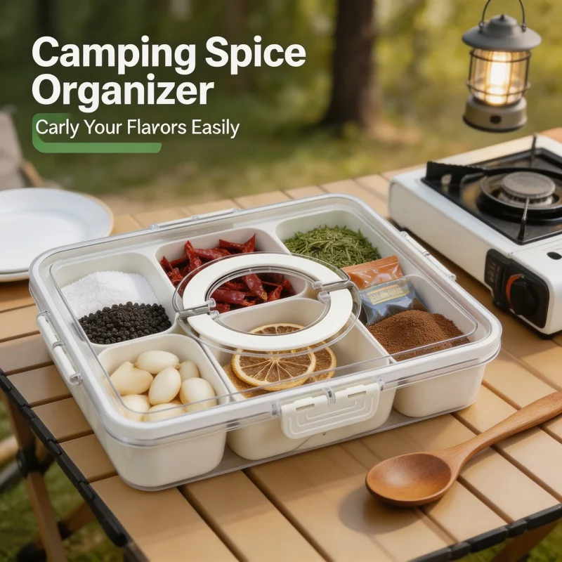 4Grid Snack Box Container, Portable Travel Charcuterie Board with Lid, Refrigerator Food Storage Box, Snack Organizer