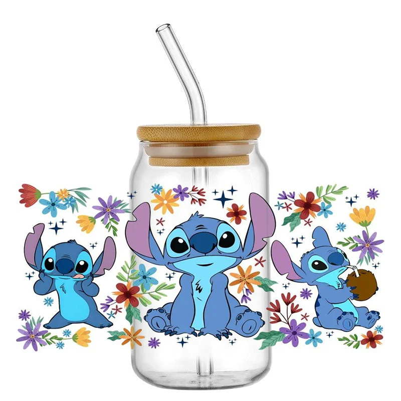 Miniso 16oz DTF Stitch Sticker Cups Cool autoadesivo impermeabile personalizza UV Wrap Transfer Sticker etichette personalizzate Logo fai da te