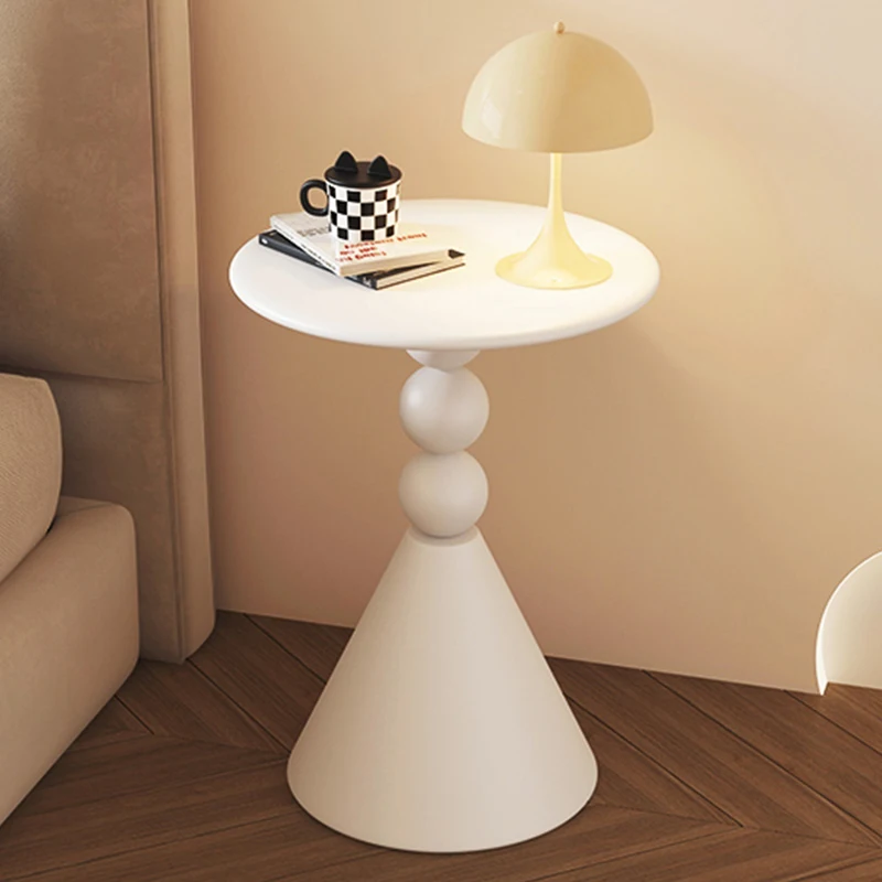 Cheap Wholesale Living Room Coffee Table Round Small Side Table Cream White Bedside Modern Minimalsit Style Corner Side Table
