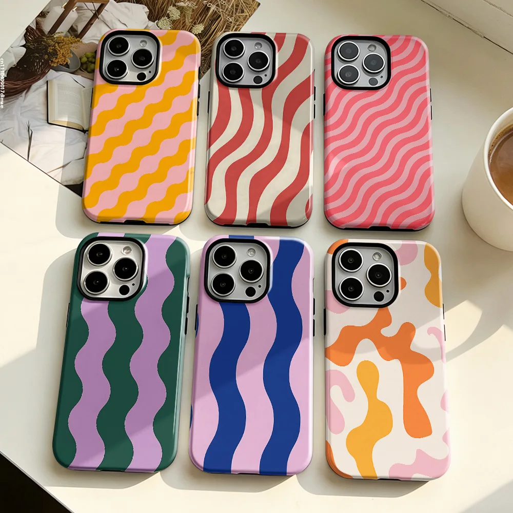 Fashion Art Stripes Phone Case for Samsung Galaxy S20 S23 S24 S25 S26 FE Plus Ultra Edge 4G 5G Luxury Double-layer Back Cover