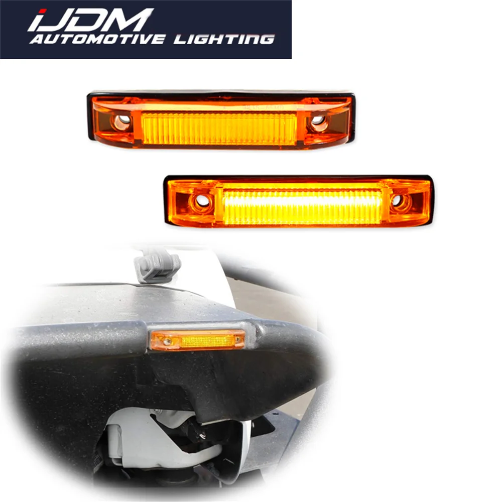 For Jeep Wrangler TJ JK and JL Bushwacker Flat Style Amber / White LED Car Fender Flare Side Marker Turn Signal Lights 10918-07