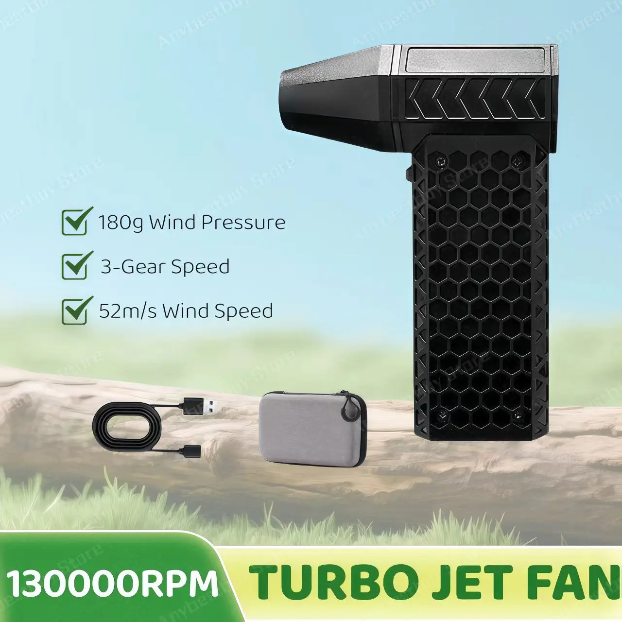 130000RPM Portable Blower 3-Gear Speed Adjustable Brushless Turbo Jet Blower Wind Speed 52m/s Air Blower For PC Keyboard Clean