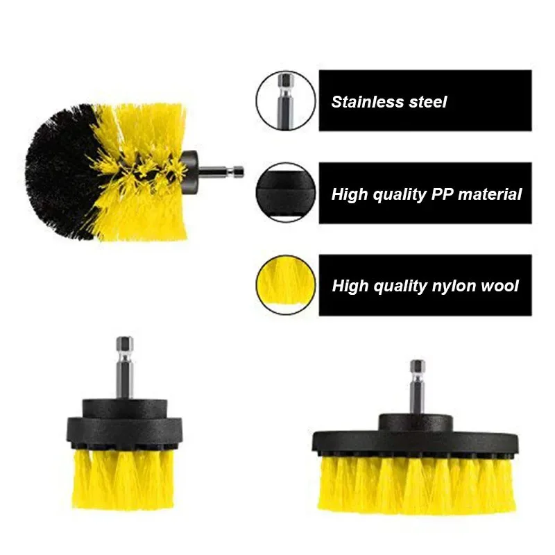 Brush Accessories Electric Scrubber Brush Drill Brush Set Plastic Round Cleaning Brush Suitable for Carpet Glass Car Tire Brush