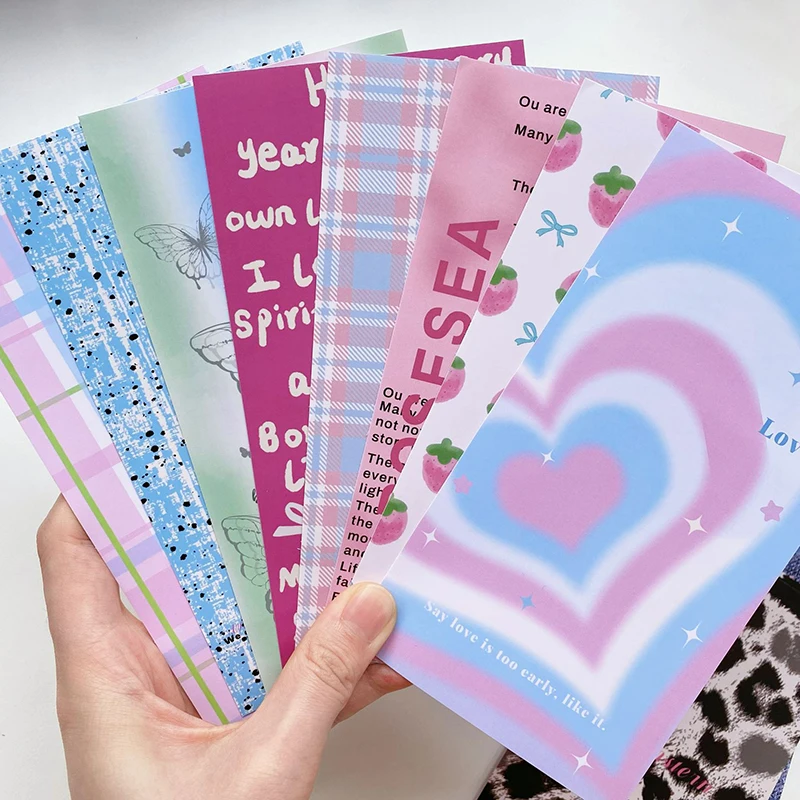 8Pcs Vintage American Material Paper Sticker Decoration Scrapbooking Journal DIY Collage Background Paper Kawaii Stationery