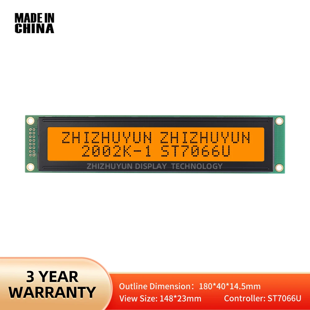 Three Year Warranty For 2002K-1 LCD Module Display Screen LCD2002 Large Screen With An External Shape Of 180*40MM Amber Color