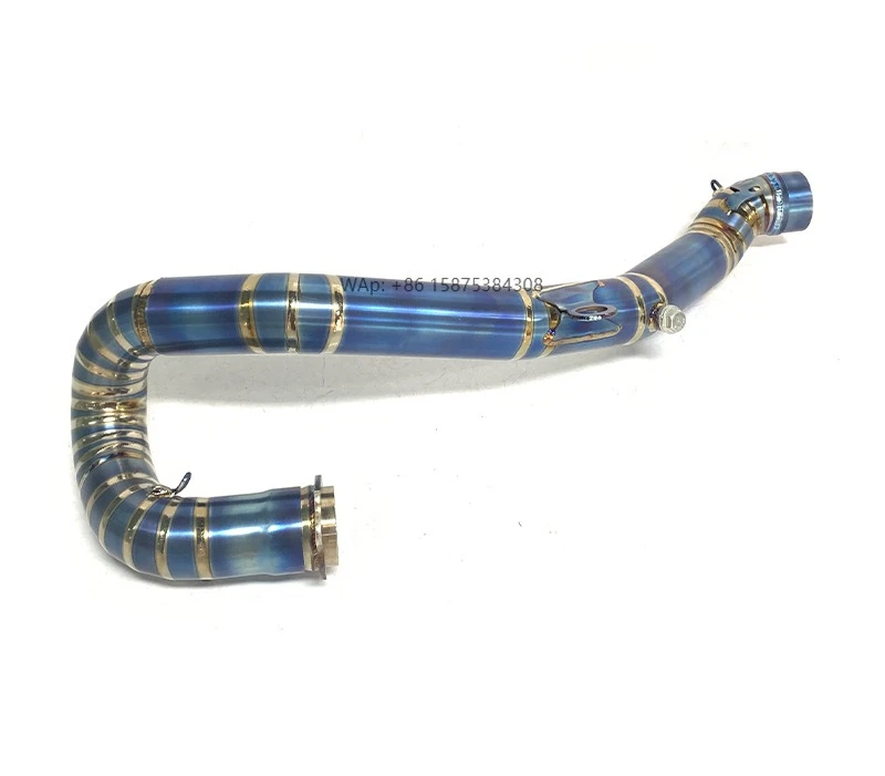 Bulls Motor Titanium Alloy Exhaust Pipe for 450/500EXC-F/Hus FE450/FE501 Motorcycle Exhaust Front Pipe 50mm Burned Blue