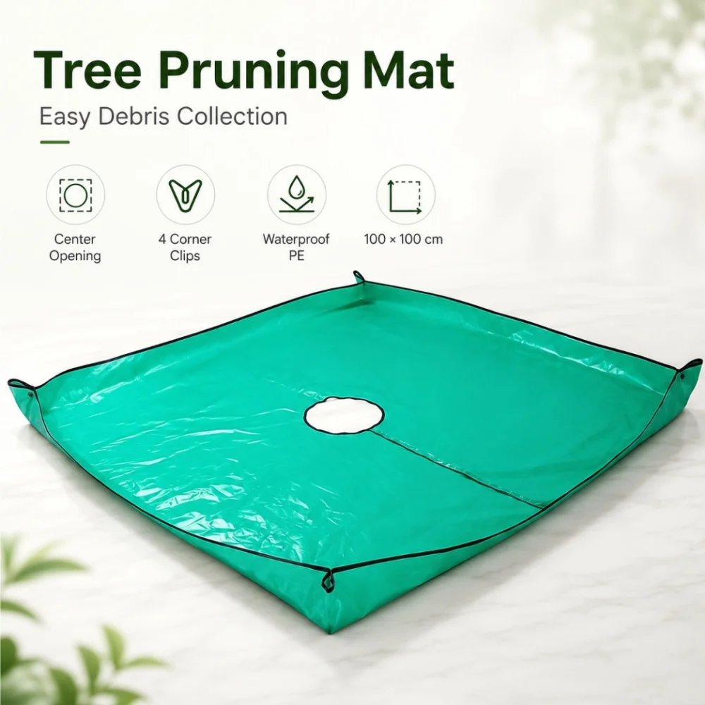 Garden Tree Pruning Mat PE Waterproof Trim Cleanup Tarp Corner Buckles Lawn Plant Trimming Debris Collector Pad