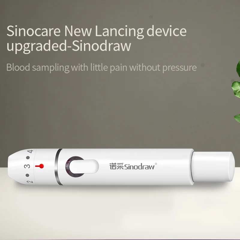 1PC Sinocare Lancing Device with Adjustable 9 Depths Settings Pen for Blood Glucose Tests