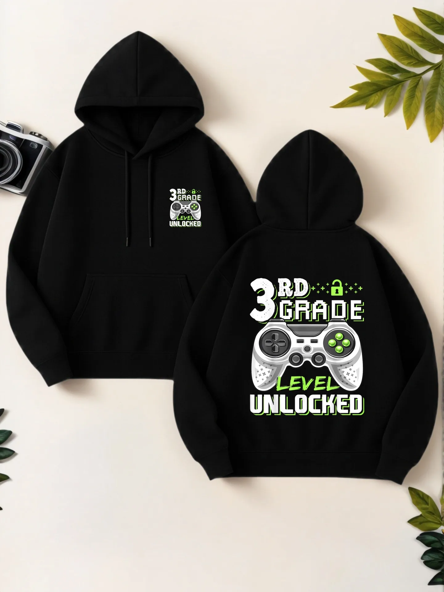 

Graphic Hoodie, Game - Controller Print, Casual Streetwear, Soft Fabric, Casual Everyday Wear, For Teens