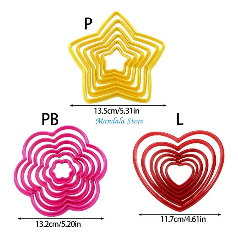 U2JC Stackable Baking Molds Set Of 6 Star Heart Designs Easy Storage ABS Substance