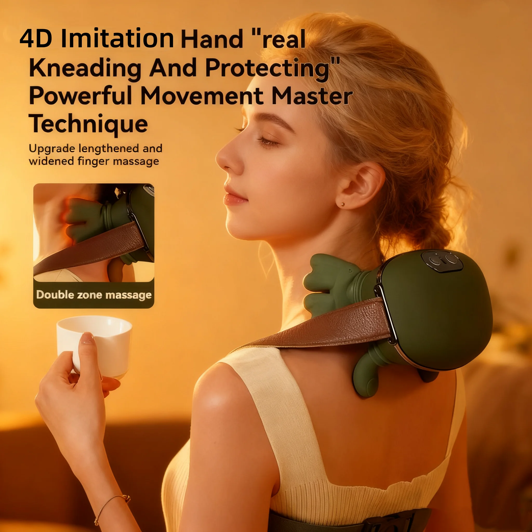 

USB Charging Neck Shoulder Heating Massager Electric Massager 6D Hand Simulated Shoulder Neck Back Massager Neck Trapezius Massa