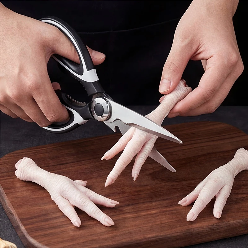 Stainless Steel Kitchen Scissors with Multi-Functional Chicken Bone Cutter Are Suitable for Cooking, baking and Meal Preparation