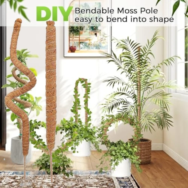 Natural Bendable Coir Moss Pole DIY Customizable Plant Support for Monstera Pothos Indoor Garden Home Decor Garden Accessories