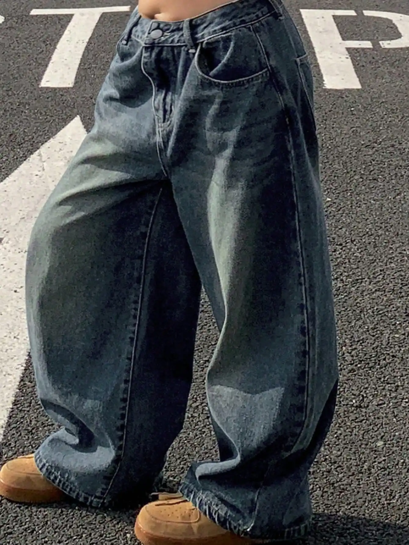 

Женские широкие джинсы свободного кроя с эффектом потертости, в уличном стиле, на все сезоны