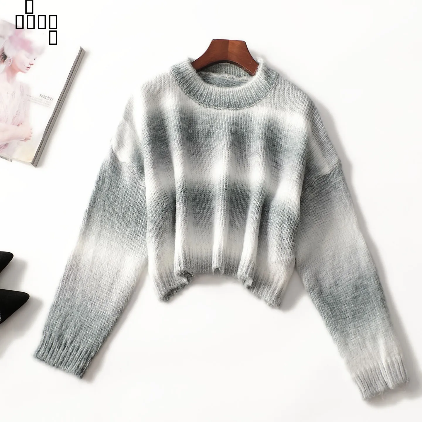 

Warm Loose Women's Knitted Sweater Color Blo Stripe On-Trend ort Overhead Autumn Faionable Casual Comfortable Top